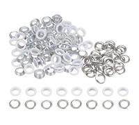 sourcing map 100 Ensemble Couleur Ronde Œillets 10mm Trou Métal Œillets avec Rondelles pour Scrapbooking Chaussures Vêtements Cuir Toile, Blanc
