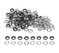 sourcing map 100 Ensemble Couleur Ronde Œillets 8mm Trou Métal Œillets avec Rondelles pour Scrapbooking Chaussures Vêtements Cuir Toile, Noir