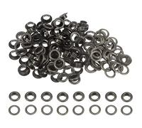 sourcing map 100 Ensemble Couleur Ronde Œillets 8mm Trou Métal Œillets avec Rondelles pour Scrapbooking Chaussures Vêtements Cuir Toile, Foncé Gris