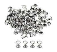 sourcing map 100 Ensembles Cuir Rivets, 8mm Double Capuchon Rivets 10mm Hauteur Métal Clouons Rivet pour Cuir Artisanat Réparation DIY Porte-monnaie Ceintures Sacs Chaussures, Argent Ton