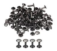 sourcing map 100 Ensembles Cuir Rivets, 8mm Double Capuchon Rivets 12mm Hauteur Métal Clous Rivet pour Cuir Artisanat Réparation DIY Porte-monnaie Ceintures Sacs Chaussures Gun-Black