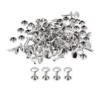 sourcing map 100 Ensembles Cuir Rivets, 8mm Double Capuchon Rivets 12mm Hauteur Métal Clous Rivet pour Cuir Artisanat Réparation DIY Porte-monnaie Ceintures Sacs Chaussures, Argent Ton