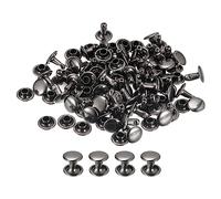 sourcing map 100 Ensembles Cuir Rivets, 8mm Double Casquette Rivets 8mm Hauteur Métal Clous Rivet pour Cuir Artisanat Réparation DIY Porte-monnaie Ceintures Sacs Chaussures Gun-Black
