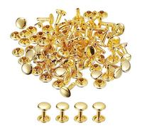 sourcing map 100 Ensembles Cuir Rivets, 9mm Double Capuchon Rivets 12mm Hauteur Métal Clouons Rivet pour Cuir Artisanat Réparation DIY Porte-monnaie Ceintures Sacs Chaussures Or Ton