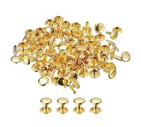 sourcing map 100 Ensembles Cuir Rivets, 9mm Double Casquette Rivets 10mm Hauteur Métal Clouons Rivet pour Cuir Artisanat Réparation DIY Porte-monnaie Ceintures Sacs Chaussures Or Ton