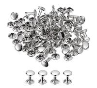 sourcing map 100 Ensembles Cuir Rivets Métal Clouons Rivet Argent Ton | 9mm Double Capuchon Rivets 12mm Hauteur, pour Cuir Artisanat Réparation DIY Porte-monnaie Ceintures Sacs Chaussures
