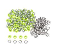 sourcing map 100 Ensembles Œillets en Métal de 4mm ID avec Rondelles, Œillets en Fer pour Chaussures, Vêtements, Ceintures, Étiquettes, Sacs, Tissus, Cuir, Projets Diy, Vert Fluorescent
