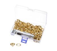 sourcing map 100 Ensembles Oeillet Outil Trousse Doré 10mm 2/5 Pouce Cuivre Métal Oeillet Œillets avec 3pcs Installation Outils & Stockage Boîte pour Chuassures Vêtements Cuir Bricolage