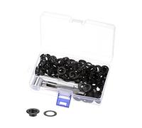 sourcing map 100 Ensembles Oeillet Outil Trousse Noir 10mm/0.4 Pouce Cuivre Métal Oeillet Œillets avec 3pcs Installation Outils & Stockage Boîte pour Chuassures Vêtements Cuir Bricolage