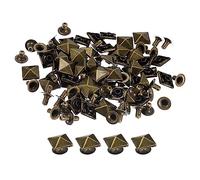 sourcing map 100 Ensembles Pointe Rivet, 10mm Pyramide Rapide Rivet Clouons Carré Punk Pointes Maroquinerie Décoration pour Vêtements Ceintures Sacs Chaussures, Bronze Tone