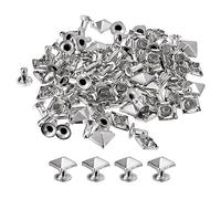 sourcing map 100 Ensembles Pointe Rivet, 7mm Pyramide Rapide Rivet Clouons Carré Punk Pointes Maroquinerie Décoration pour Vêtements Ceintures Sacs Chaussures, Argent Ton