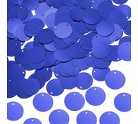 Sourcing map 100 pcs Paillettes plates et rondes 30 mm / 1,2 pouces avec trou d'un côté pour broderie, couture, création de bijoux, bleu foncé