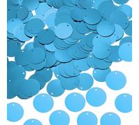 Sourcing map - 100 pièces de paillettes plates et rondes de 25 mm/1 pouce - Paillettes de couture pour bricolage avec trou d'un seul côté - Pour broderie, vêtements, fabrication de bijoux - Bleu lac