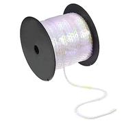 sourcing map 100 Yards 6mm Plat Sequin Bande Spangle Paillette Corde Ruban Rouleau Sequin Garniture pour Couture Artisanat Costume Décorations, Transparent Blanc
