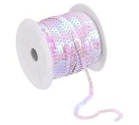 sourcing map 100 Yards 6mm Plat Sequin Bande Spangle Paillette Corde Ruban Rouleau Sequin Garniture pour Couture Artisanat Costume Embellissements, Blanc