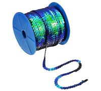 sourcing map 100 Yards 6mm Plat Sequin Bande Spangle Paillette Corde Ruban Rouleau Sequin Garniture pour Couture Artisanat Costume Embellissements, Foncé Bleu