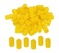 sourcing map 100pcs 8mm Caoutchouc Fin Capuchons Couvercle PVC Vinyle Jaune