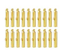sourcing map 100Pcs Fermoir Coulissant, 16mm Tube Embouts à Sertir Coulissants pour Billes pour Fabrication Artisanale Multibrins, Ton Doré