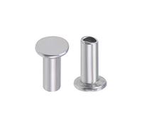 sourcing map 100Pcs M2.5x6mm Aluminium Tête plate Semi-tubulaire Rivets Argenté