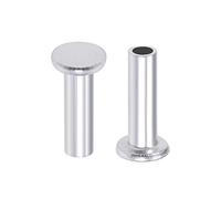 sourcing map 100Pcs M3x10mm Aluminium Tête plate Semi-tubulaire Rivets Argenté