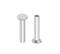 sourcing map 100Pcs M3x14mm Aluminium Tête plate Semi-tubulaire Rivets Argenté