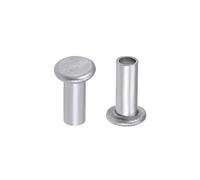 sourcing map 100Pcs M5x12mm Aluminium Tête plate Semi-tubulaire Rivets Argenté
