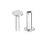 sourcing map 100Pcs M5x16mm Aluminium Tête plate Semi-tubulaire Rivets Argenté