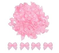 sourcing map 100pcs Mini Noeud en Ruban 2,5cm Mini Tissu Satin Ruban Nœuds pour Artisanat DIY Couture Mariage Anniversaire Fête Rose