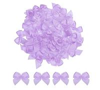 sourcing map 100pcs Mini Noeud en Ruban 2,5cm Mini Tissu Satin Ruban Nœuds pour Artisanat DIY Couture Mariage Anniversaire Fête Violet