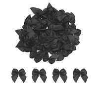 sourcing map 100pcs Mini Noeud en Ruban 2,5cm Mini Tissu Satin Ruban Nœuds pour Artisanat DIY Couture Mariage Anniversaire Fête Noir