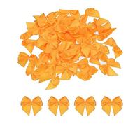 sourcing map 100pcs Mini Noeud en Ruban 2,5cm Mini Tissu Satin Ruban Nœuds pour Artisanat DIY Couture Mariage Anniversaire Fête Orange