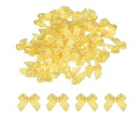 sourcing map 100Pcs Mini Noeud en Ruban 2,5cm Tissu Satin pour DIY Jaune