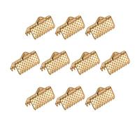 sourcing map 100Pcs Ruban Sertissage Pince Extrémités, 10mm Signet Pincer Cordon Extrémité Fermoirs pour Bricolage Artisanat Fabrication, Clair Dorée