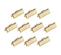 sourcing map 100Pcs Ruban Sertissage Pince Extrémités, 16mm Signet Pincer Cordon Extrémité Fermoirs pour Bricolage Artisanat Fabrication, Clair Dorée