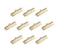 sourcing map 100Pcs Ruban Sertissage Pince Extrémités, 25mm Signet Pincer Cordon Extrémité Fermoirs pour Bricolage Artisanat Fabrication, Clair Dorée