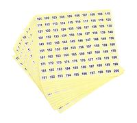 sourcing map 101 à 200 Numéro Autocollants Numéro Étiquette Auto-Adhésif marquer Autocollant 10mm/0.4" pour Classification, Paquet de 25