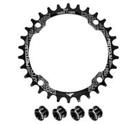 sourcing map 104BCD Plateau de vélo 30T rond étroit large en aluminium à vitesse unique avec 4 boulons ronds pour vélo de route 7/8/9/10/11 vitesses, noir