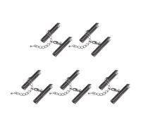 sourcing map 10Ensemble Ruban Sertissage Pince Terminaux avec Homard Griffe Agrafes & Extension Chaîne, 40mm Câble Terminal Agrafes pour Bricolage Artisanat Création, Métallique Noir