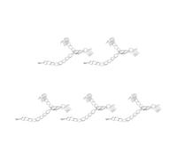 sourcing map 10Ensemble Ruban Sertissage Pince Terminaux avec Homard Griffe Agrafes & Extension Chaîne, 6mm Câble Terminal Agrafes pour Bricolage Artisanat Création, Argent Blanc