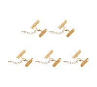 sourcing map 10Ensemble Ruban Sertissage Pince Terminaux avec Homard Griffe Agrafes & Extension Chaîne, 25mm Câble Terminal Agrafes pour Bricolage Artisanat Création, Clair Doré