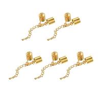 sourcing map 10Ensembles 9mm Cuir Cordon Terminal Capuchons avec Fermoirs à Homard & Prolongateur Chaîne pour Bricolage Création Bracelets, Doré