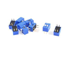 sourcing map 10pc Double Rangée Bleu 4 2 broche pas 2,54mm Positions commutateurs DIP