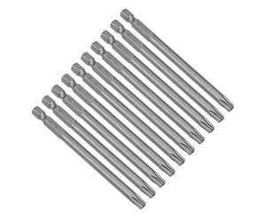 sourcing map 10pc Embout de Tournevis 100mm tige Hex 1/4 T30 Torx sécurité magnétique S2 Acier haute
