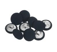sourcing map 10Pcs 24L Bouton Recouvert de Tissu 15mm Bouton Tissu Bleu Marine Tige Métal Boutons de Couture Ronds pour Costumes, Robes et Chemisiers