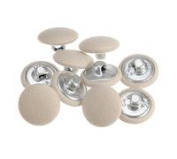 sourcing map 10pcs 24L Tissu Tissu Couvert Bouton 15mm Ronde Métal Pied Bouton Recouvert de Tissu Couture Boutons pour Costumes Robe Chemisiers, Beige