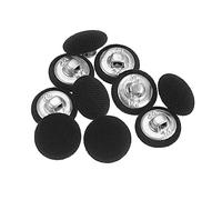 sourcing map 10pcs 24L Tissu Tissu Couvert Bouton 15mm Ronde Métal Tige Bouton Recouvert de Tissu Couture Boutons pour Costumes Robe Blouses, Noir