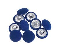 sourcing map 10pcs 24L Tissu Tissu Couvert Bouton 15mm Ronde Métal Tige Bouton Recouvert de Tissu Couture Boutons pour Costumes Robe Blouses, Marine Bleu
