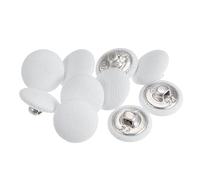 sourcing map 10pcs 24L Tissu Tissu Couvert Bouton 15mm Ronde Métal Tige Bouton Recouvert de Tissu Couture Boutons pour Costumes Robe Blouses, Blanc