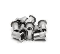 sourcing map 10pcs 304 en acier inoxydable 1/4-20 UNC tête plate Rivet Nut Insert