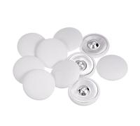 sourcing map 10Pcs 48L Bouton Recouvert de Tissu 30mm Bouton Tissu Blanc Tige Métal Boutons de Couture Ronds pour Costumes, Robes et Chemisiers